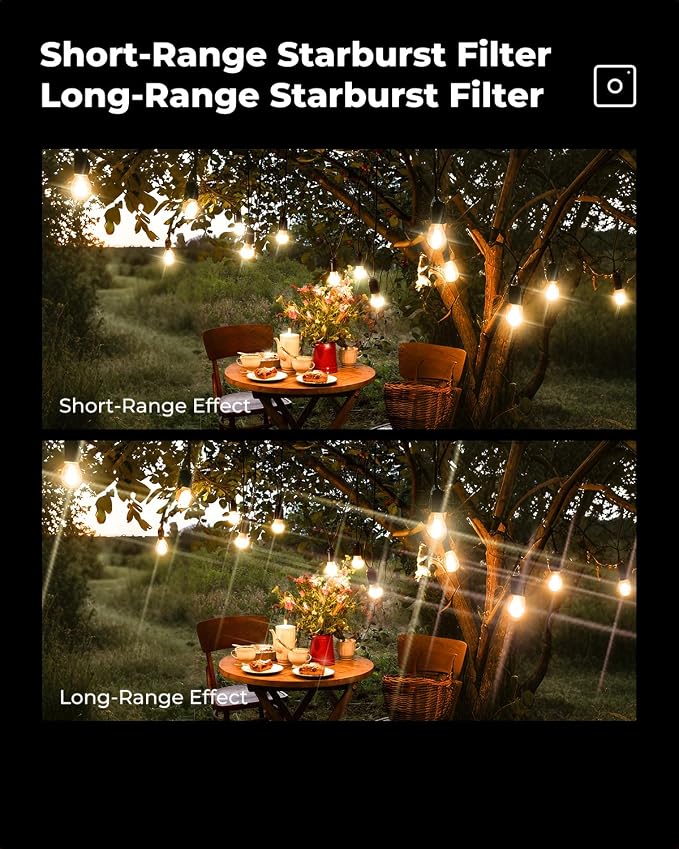 K&F CONCEPT 62mm Variable Short Line Star Lens Filter, Cross Screen Starburst - Image 5