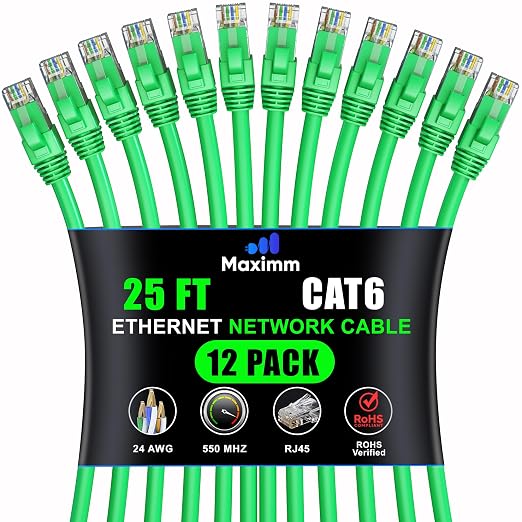 Maximm Cat 6 Ethernet Cable - 25 ft - High-Speed LAN by MaximmCable