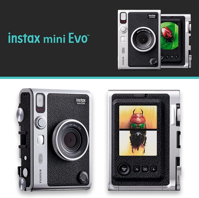 Fujifilm Instax Mini EVO Hybrid Black Instant Camera | Instax Mini Twin Pack - Image 2