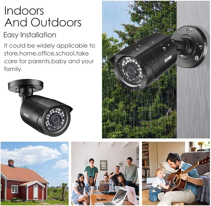 ZOSI 1080P 4 Pack HD TVI Security Cameras, 80ft Night Vision, Outdoor Indoor - Image 3
