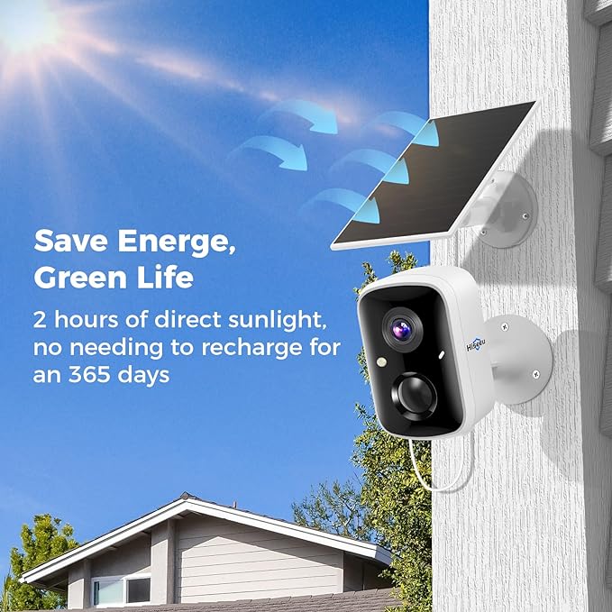 Hiseeu Solar Camera Security Outdoor, 4 Pack 100% Wireless 3K 4MP Surveillance - Image 3