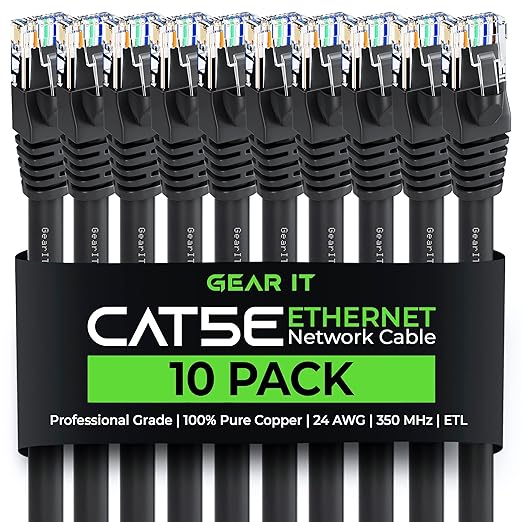 GearIt 10-Pack, Cat5e Ethernet Patch Cable 10 Feet by GEARit