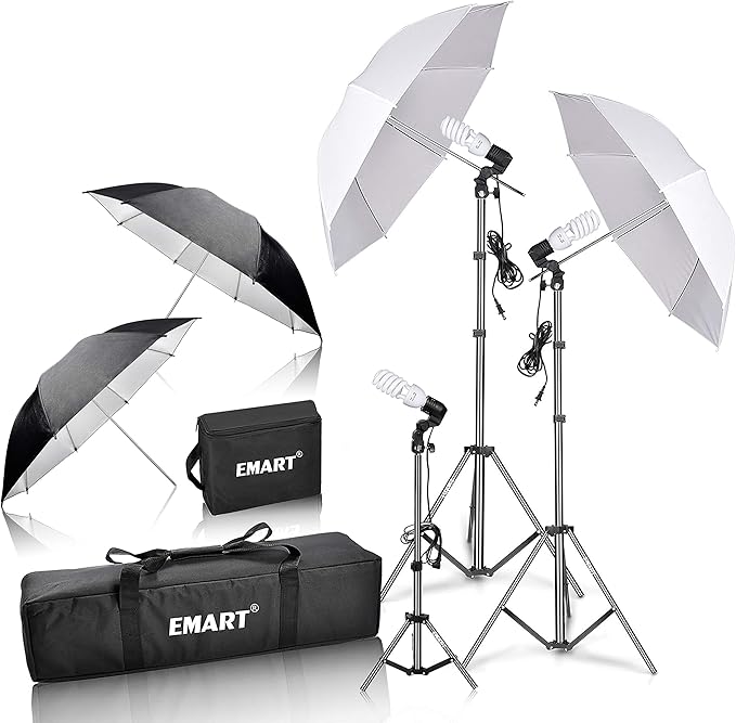 EMART Umbrella Photography Lighting Kit, 200/700W Bulbs, Soft Light Continuous by EMART