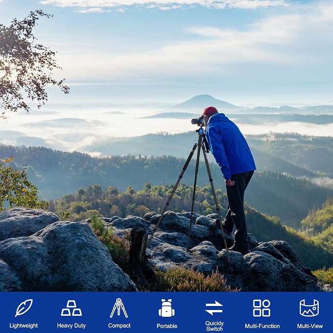 80/85 inches Heavy Duty Tripod for Camera and Phone, DSLR Binoculars Spotting - Image 3