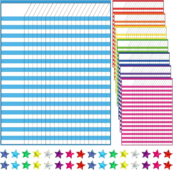8 Pack Colorful Dry Erase Incentive Chart Multi-Color Classroom Laminated Dry by peonyman