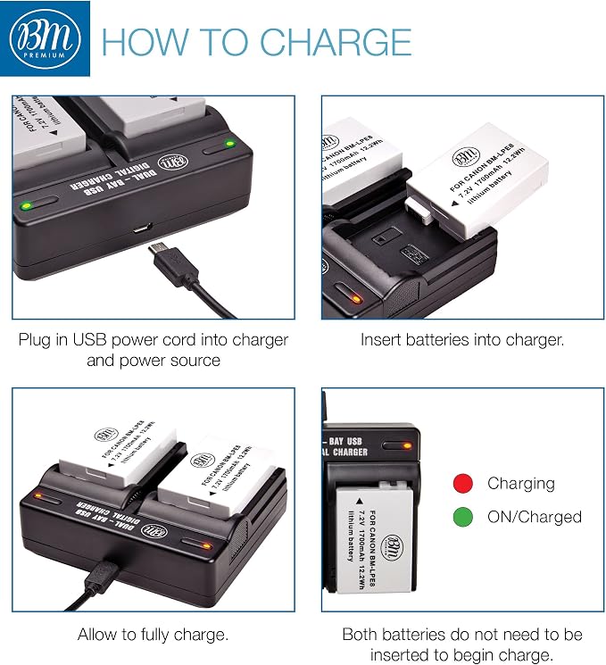 BM Premium 2-Pack LP-E8 Batteries and Dual Battery Charger Kit - Image 4