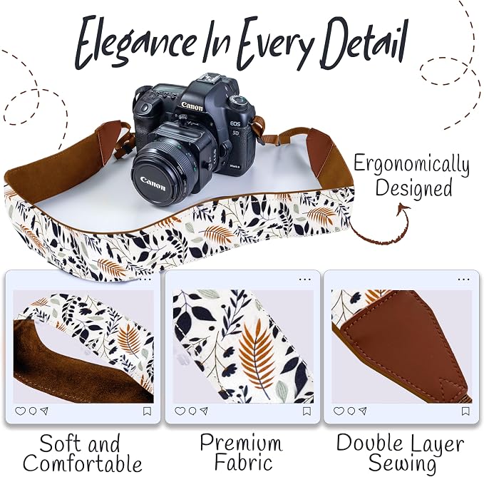 Art Tribute Camera Strap, Vintage Embroidered Neck Shoulder & Crossbody Camera - Image 3
