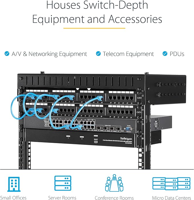 StarTech.com 2-Post 12U Heavy-Duty Wall Mount Network Rack, Wall Mount Data Rack - Image 4