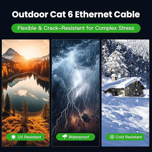 Cat 6 Ethernet Cable 150 ft, Outdoor & Indoor 23AWG 10Gbps High Speed, - Image 3