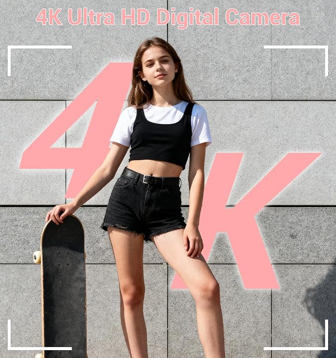 Digital Camera, Upgraded FHD 4K Pink Digital Camera - Image 2