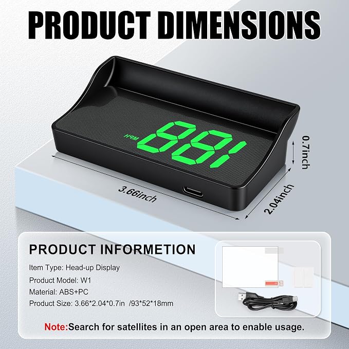 SINGARO Heads up Display for Cars, USB Plug Digital GPS HUD Speedometer - Image 2