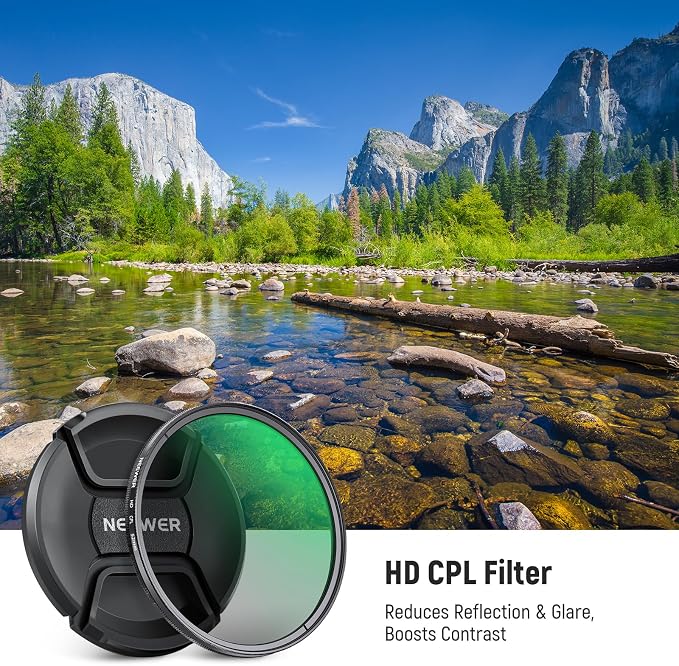 NEEWER 52mm CPL Filter with Lens Cap, Ultra Thin Circular Polarizing Filter - Image 2
