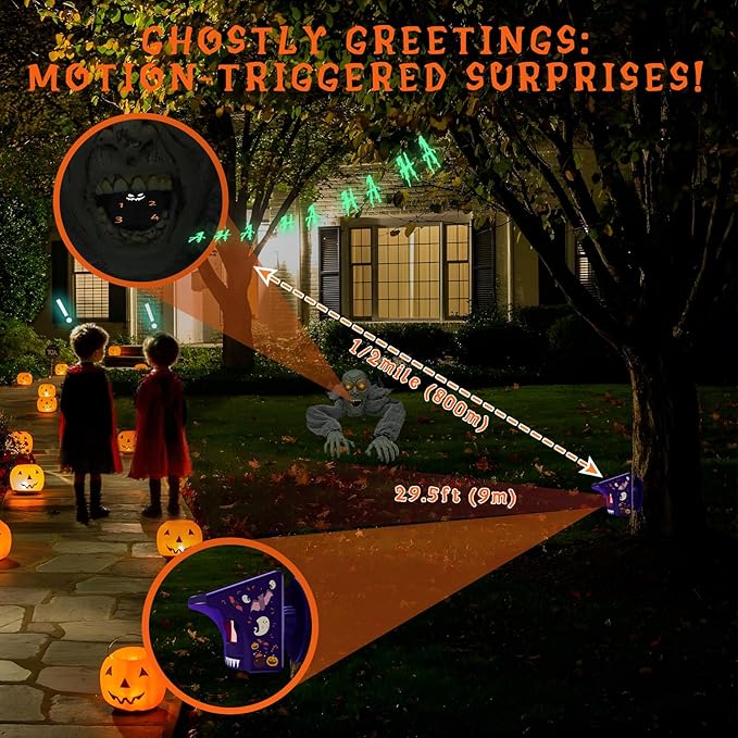 eMACROS 1/2 Mile Range Solar Driveway Alarm, Halloween Decorations Motion - Image 5
