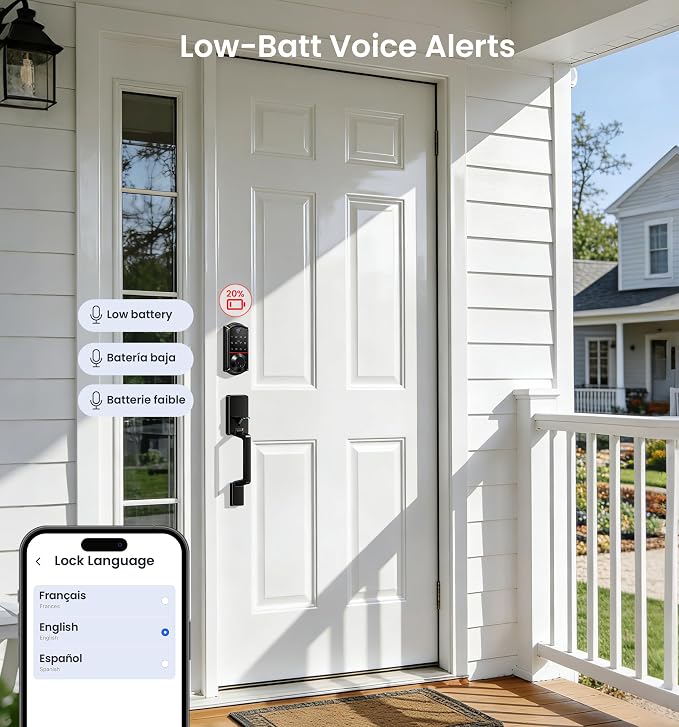 Veise VE017 Fingerprint Smart Door Lock, App Control, 8-in-1 Keyless Entry - Image 14