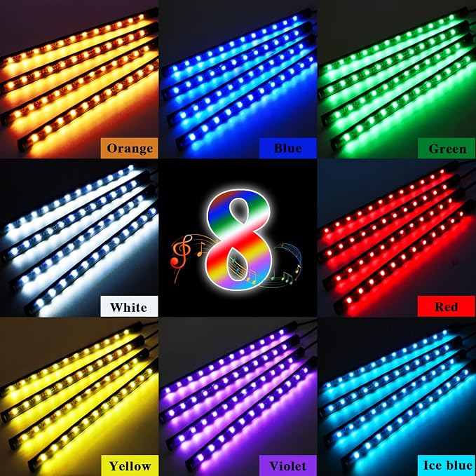 LivTee Car Led Interior Lights，4pcs 48 LED Multicolor Music Car Interior - Image 4