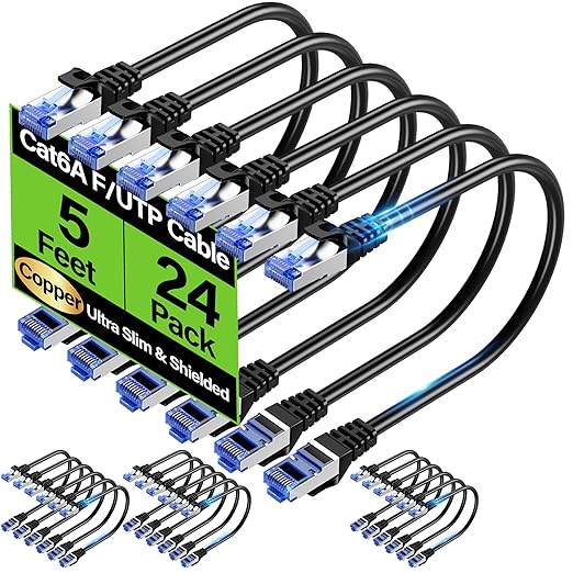 Cat6A Ethernet Cable Shielded 10Gbps 5 ft, Slim Shielded Ethernet Cable Cat 6 by Unknown