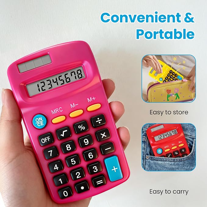 12 Pack Small Calculator Bulk: 8 Digit Hand Held Basic Calculator Solar Battery - Image 5