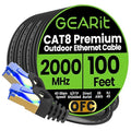 GEARit Cat8 Outdoor Ethernet Cable Waterproof, Direct Burial, LLDPE UV Jacket by GEARit