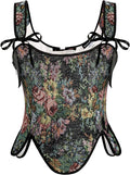 SCARLET DARKNESS Bustier Tops for Women Renaissance Floral Lace Up Bodyshaper by SCARLETDARKNESS