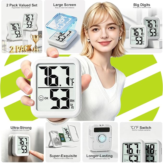 Antonki 2 Pack Room Thermometer - Image 2