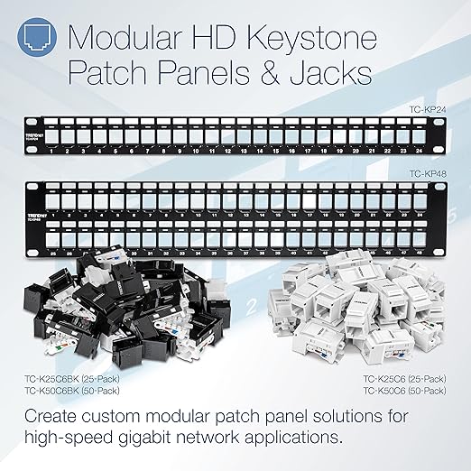 TRENDnet 24-Port Blank Keystone 1U Patch Panels, 1U 19" Metal Rackmount Housing - Image 4