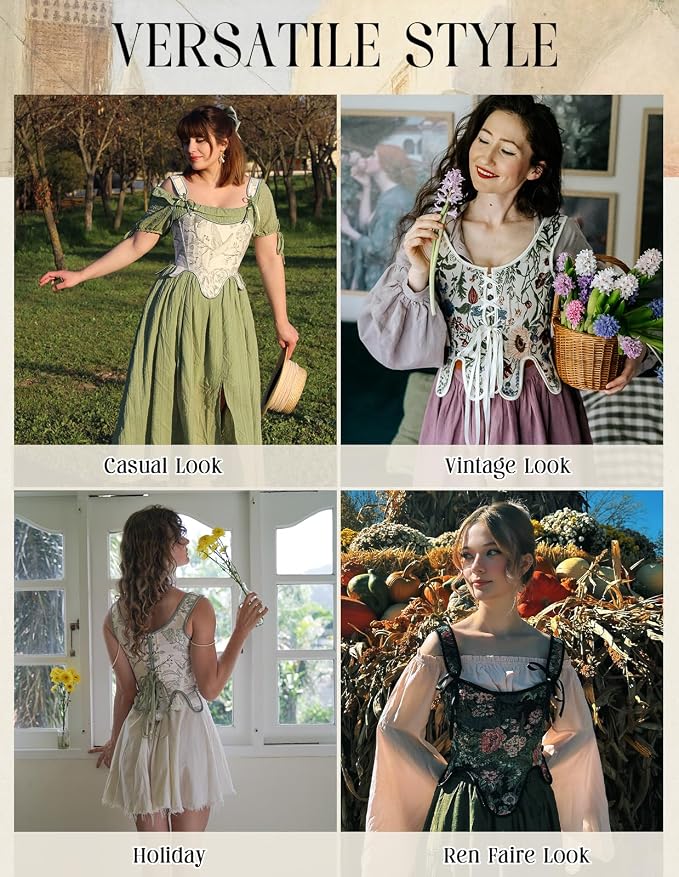 SCARLET DARKNESS Bustier Tops for Women Renaissance Floral Lace Up Bodyshaper - Image 6