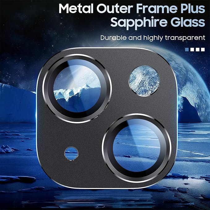 Uyiton for iPhone 15/iPhone 15 Plus Camera Lens Protector, Metal Tempered Glass - Image 4
