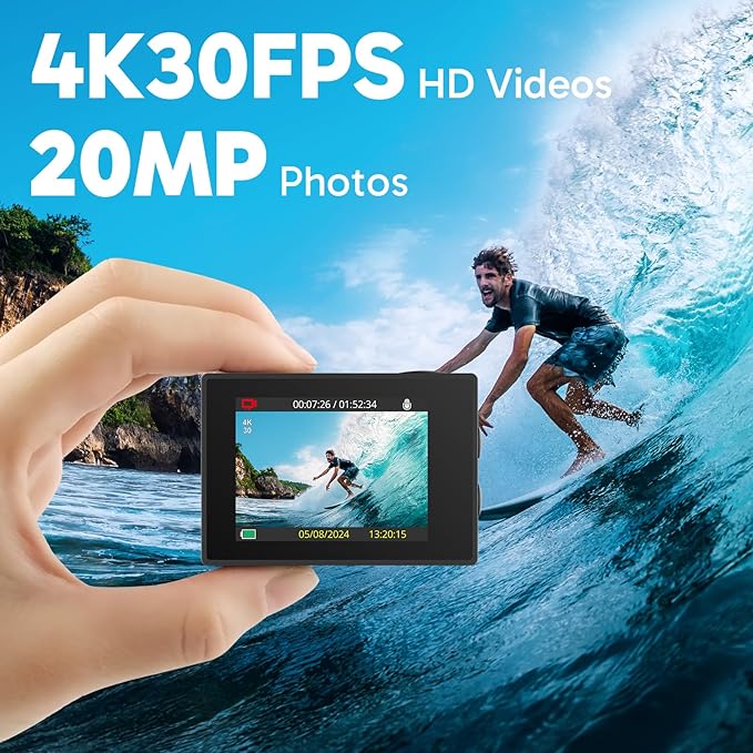 AKASO EK7000 4K30fps 20MP Action Camera EIS Ultra HD 131FT Waterproof - Image 2