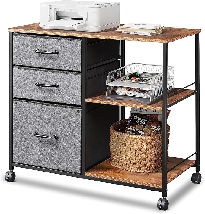 DEVAISE 3 Drawer Mobile File Cabinet, Rolling Printer Stand by DEVAISE