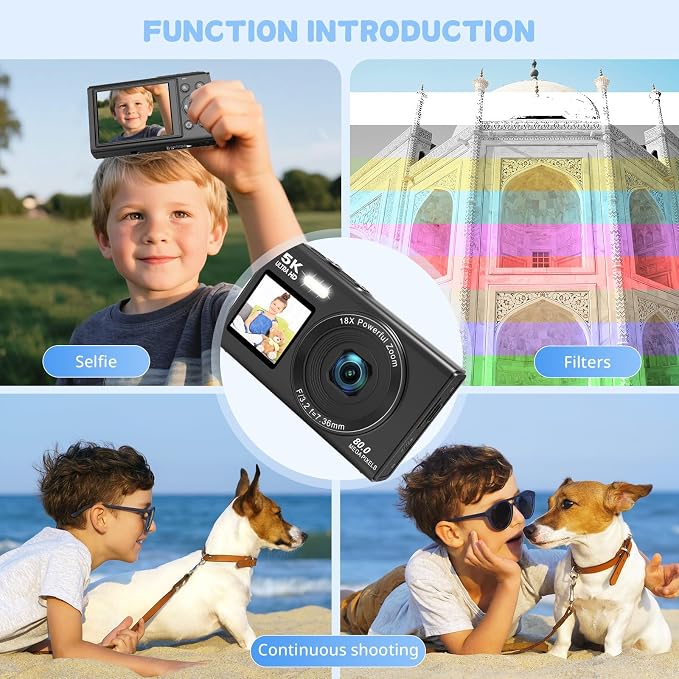 5K Digital Camera for Photography, 80MP Dual Screen Vlogging Camera for YouTube - Image 5