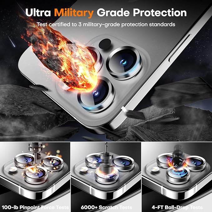 for iPhone 15 Pro/15 Pro Max Camera Lens Protector, Tempered Glass Screen - Image 3