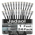 Jadaol UL Listed Patch Cables Cat 6a / Cat 6 1 ft 24-Pack, 10Gbps 550MHz Slim by Jadaol