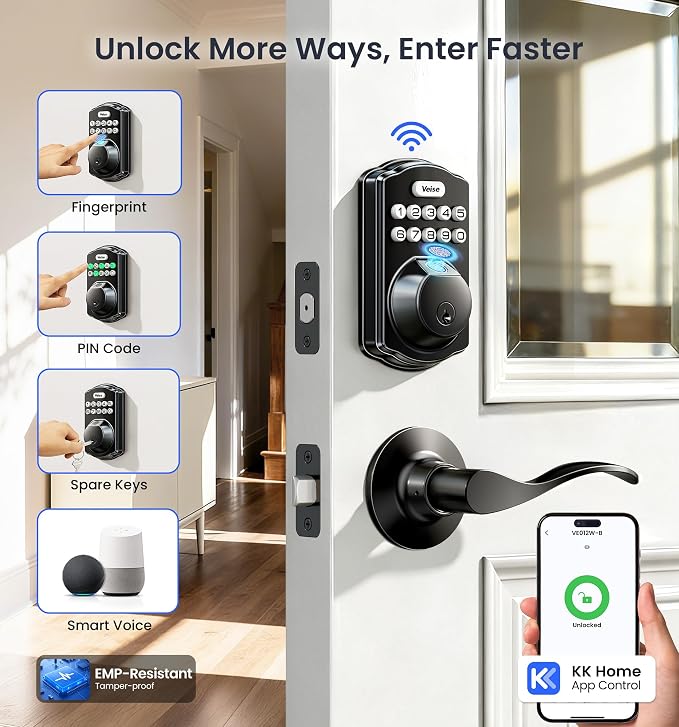 Veise VE012W-B Wi-Fi Fingerprint Smart Lock - Image 3