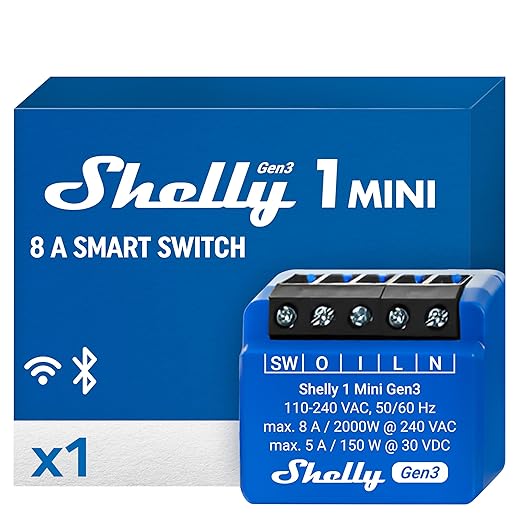 Shelly 1 Mini Gen3, WiFi & Matter Smart Relay Switch by Shelly