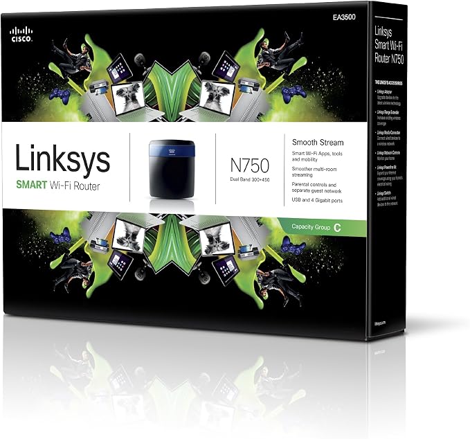 Linksys LNKEA3500 N750 Wi-Fi Wireless Dual-Band+ Router - Image 8