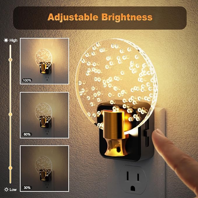 JandCase Night Light, Dimmable Night Lights Plug into Wall 2 Pack, Bubble - Image 2