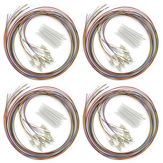 4Pack 12 Strand Multimode OM3 50/125 LC-UPC Fiber Pigtail, 1.5 Meters LC-OM3 by Bangun