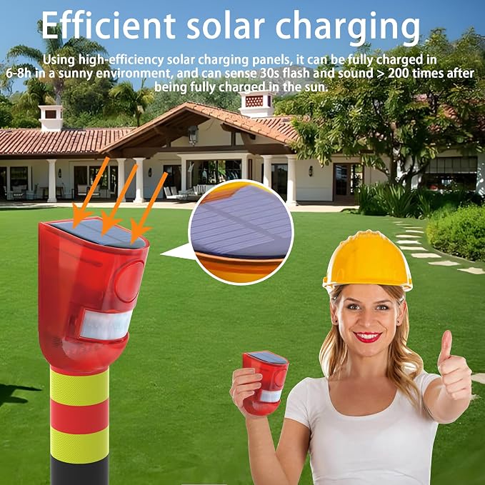 Solar Sound & Light Alarm Outdoor Motion Sensor, 129db Siren Sound Alert - Image 4