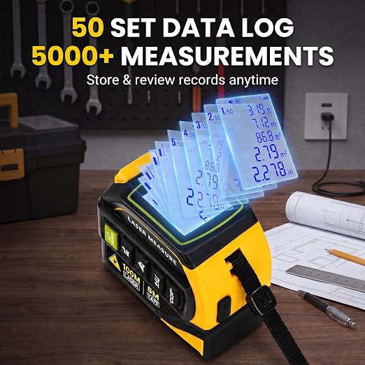 4-in-1 Digital Laser Tape Measure, 16FT Tape, 328FT Distance Meter | 33FT - Image 6