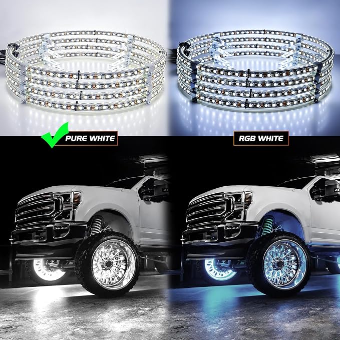 Nilight 4PCS 17inch Double Row LED Wheel Ring Lights Pure White - Image 5