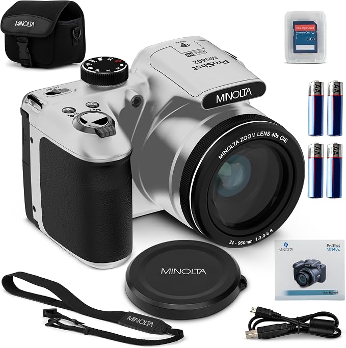 Minolta MN40Z 20MP Digital Camera – 40x Optical Zoom, 1080p FHD Video, 3.0" LCD by Minolta