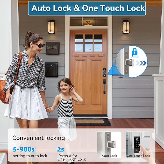 BEBASIA Smart Door Lock with Front Door Handle Set, Heavy Duty Fingerprint - Image 6