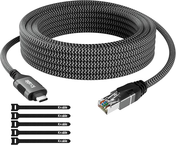USB C to Ethernet Cable 6FT, Type C to RJ45 Cord, Gigabit Directly Connected by Kxable