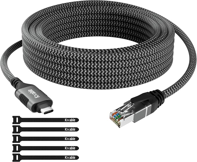 USB C to Ethernet Cable 4FT, Type C to RJ45 Cord, Gigabit Directly Connected by Kxable