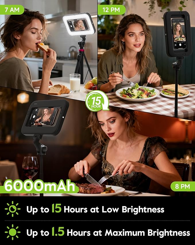 Tripod for iPhone with Light, Portable 15W Ring Light with Stand and Phone - Image 4
