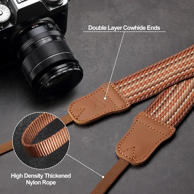 Padwa Lifestyle Striped Brown Camera Strap - Image 5