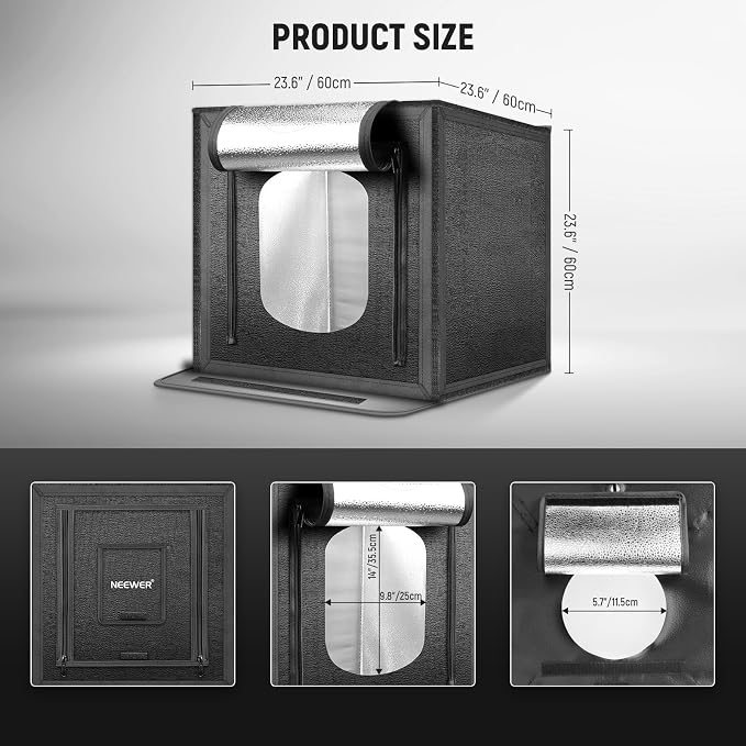 NEEWER Upgraded Photo Studio Light Box, 4 Color Backdrops, Cleaning Cloth - Image 8