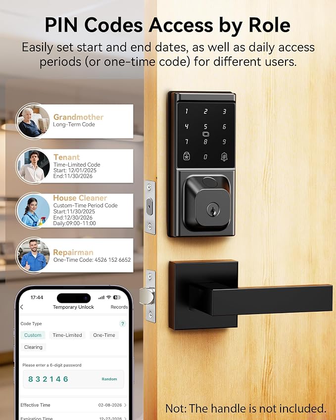 Smart Deadbolt Lock, Keyless Entry Door Lock, Fingerprint, Electronic - Image 5