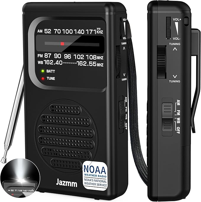 Pocket NOAA Weather Radio, Portable AM FM Battery Operated Radio by YourBestAMFMRadioChoice