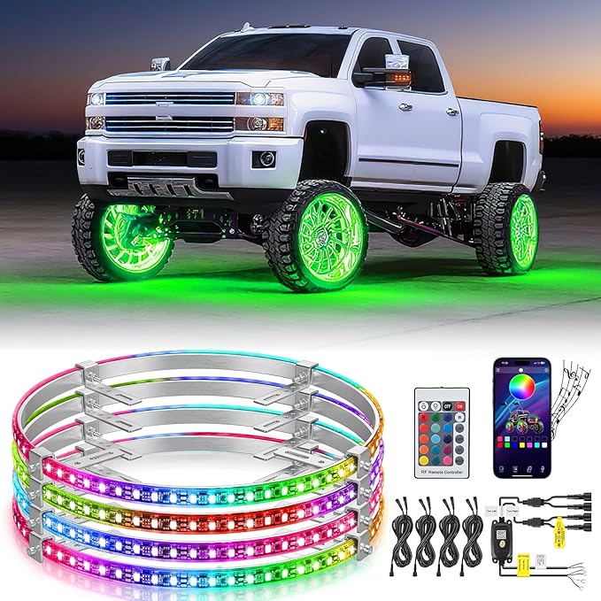 Nilight 4PCS 17.5inch LED Wheel Ring Lights RGB by Nilight